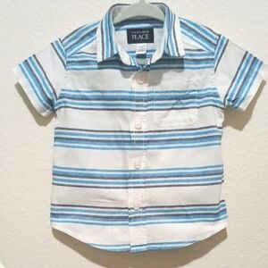 4/$15 Blue Stripe Button Down, 12-18M